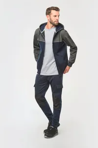 Umweltfreundliche, zweifarbige Molton-Kapuzenjacke mit Reißverschluss, Unisex
