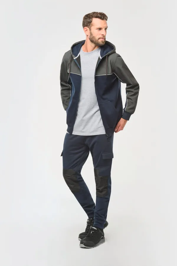 Umweltfreundliche, zweifarbige Molton-Kapuzenjacke mit Reißverschluss, Unisex