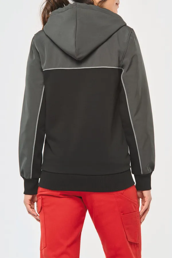 Umweltfreundliche, zweifarbige Molton-Kapuzenjacke mit Reißverschluss, Unisex
