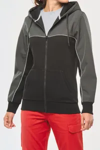 Umweltfreundliche, zweifarbige Molton-Kapuzenjacke mit Reißverschluss, Unisex