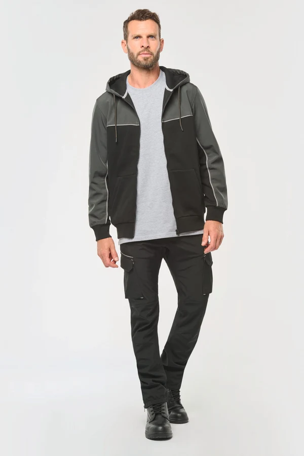 Umweltfreundliche, zweifarbige Molton-Kapuzenjacke mit Reißverschluss, Unisex