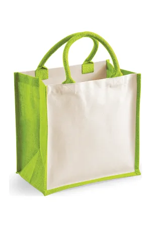 Printers' midi jute bag Apple Green