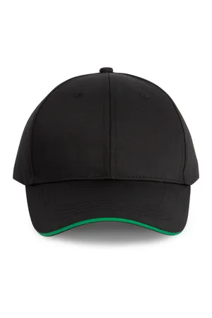 6-Panel-Cap mit Kontrast-Sandwichschirm Black / Kelly Green