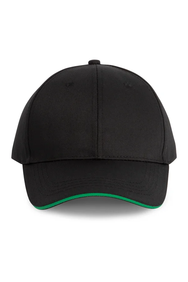 6-Panel-Cap mit Kontrast-Sandwichschirm Black / Kelly Green