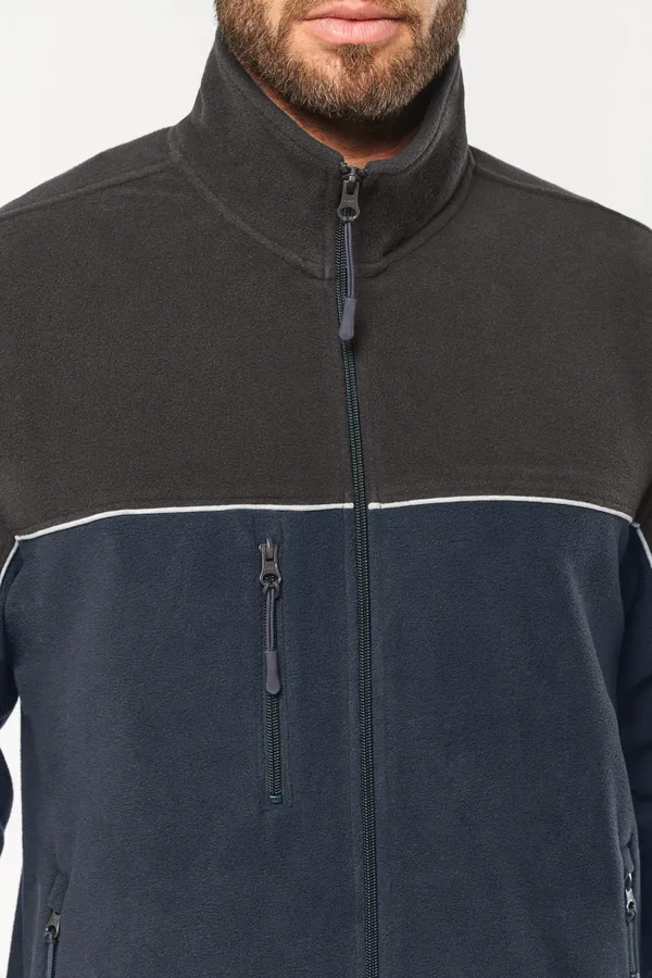 Zweifarbige, umweltfreundliche Unisex-Fleecejacke