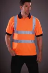 YOKO Kurzärmliges Polo Shirt in Warnfarbe Hi Vis Orange