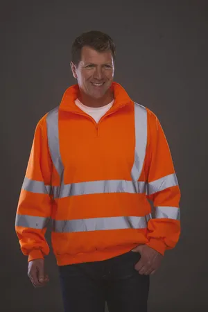 Hi-Vis 1/4 Zip Sweatshirt Hi Vis Orange