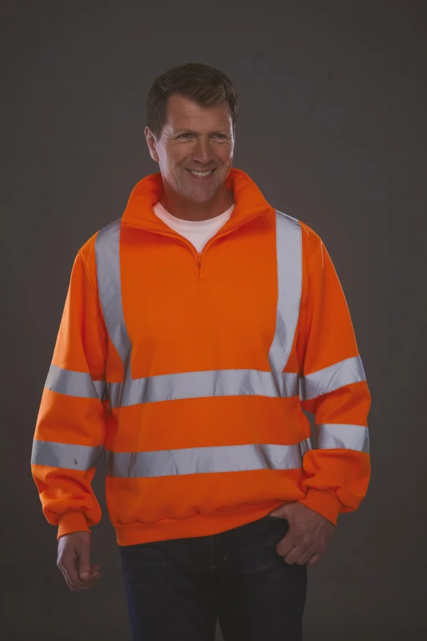 Hi-Vis 1/4 Zip Sweatshirt Hi Vis Orange