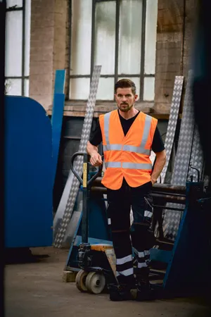 High visibility, anti-static and flame retardant waiscoast Hi Vis Orange