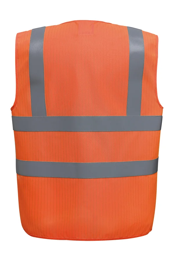 High visibility, anti-static and flame retardant waiscoast Hi Vis Orange