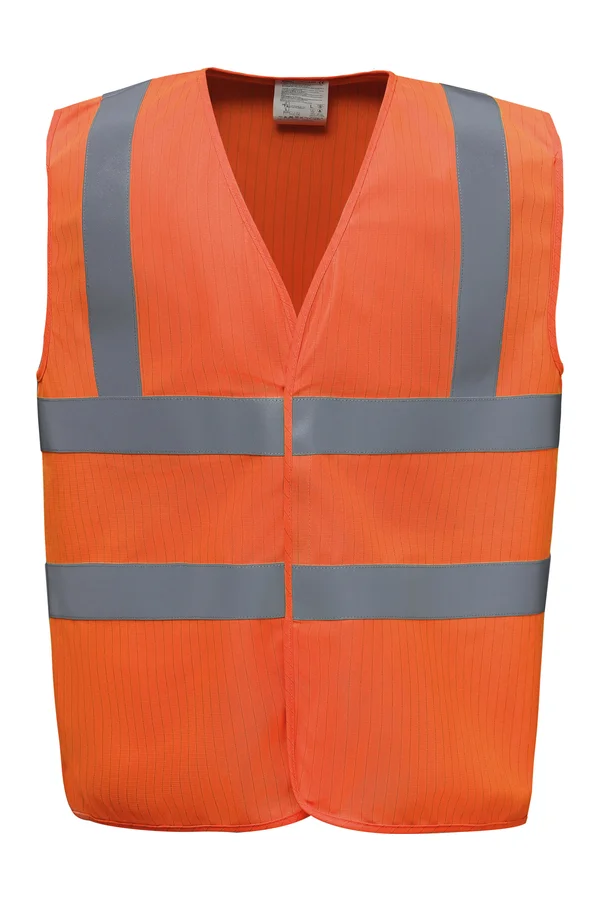 High visibility, anti-static and flame retardant waiscoast Hi Vis Orange