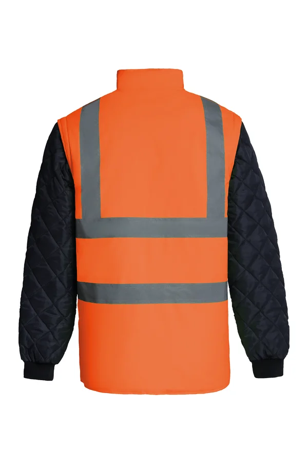 Warn-Steppjacke mit abnehmbaren Ärmeln Hi Vis Orange / Navy