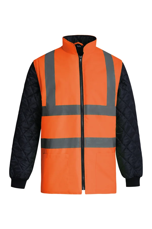 Warn-Steppjacke mit abnehmbaren Ärmeln Hi Vis Orange / Navy