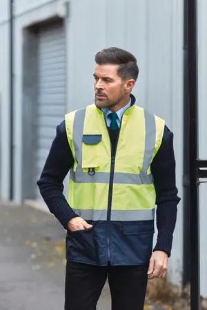 Gepolsterter Warn-Bodywärmer Hi Vis Yellow / Navy