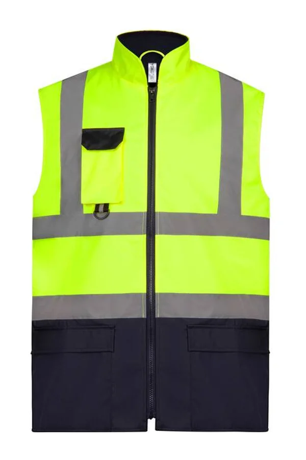 Gepolsterter Warn-Bodywärmer Hi Vis Yellow / Navy
