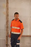 Zweifarbiges HiViz-Polohemd Hi Vis Orange / Navy