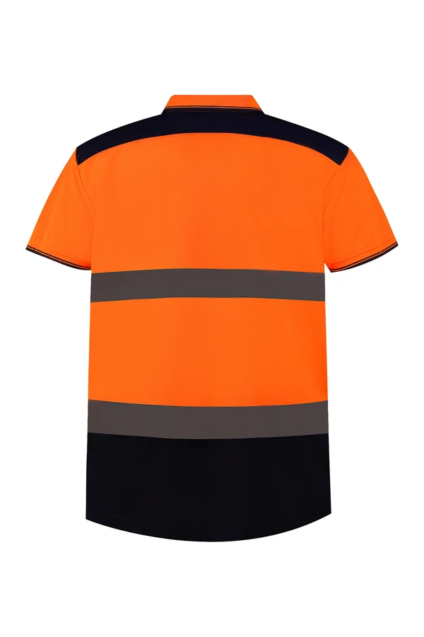 Zweifarbiges HiViz-Polohemd Hi Vis Orange / Navy