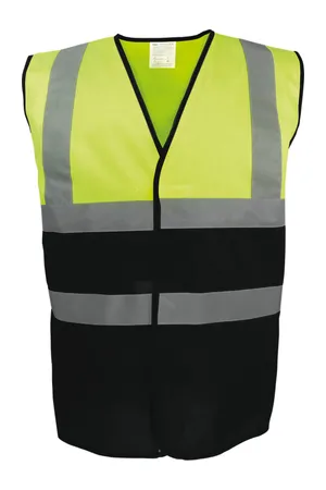 Zweifarbige Weste für hohe Sichtbarkeit Hi Vis Yellow / Black