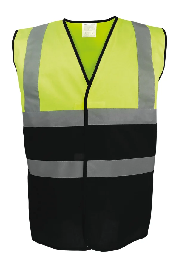 Zweifarbige Weste für hohe Sichtbarkeit Hi Vis Yellow / Black