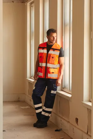 Zweifarbige Ripstop-Weste für hohe Sichtbarkeit Hi Vis Orange
