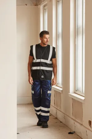 Hi-Vis recycled Open Mesh Waistcoat Black