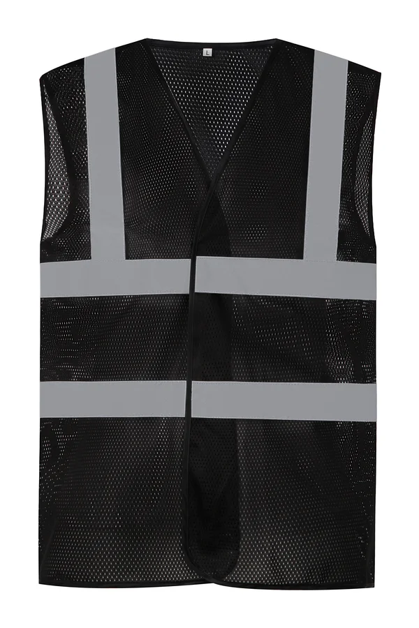Hi-Vis recycled Open Mesh Waistcoat Black