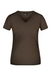 Damen V-Ausschnitt T-Shirt Brown