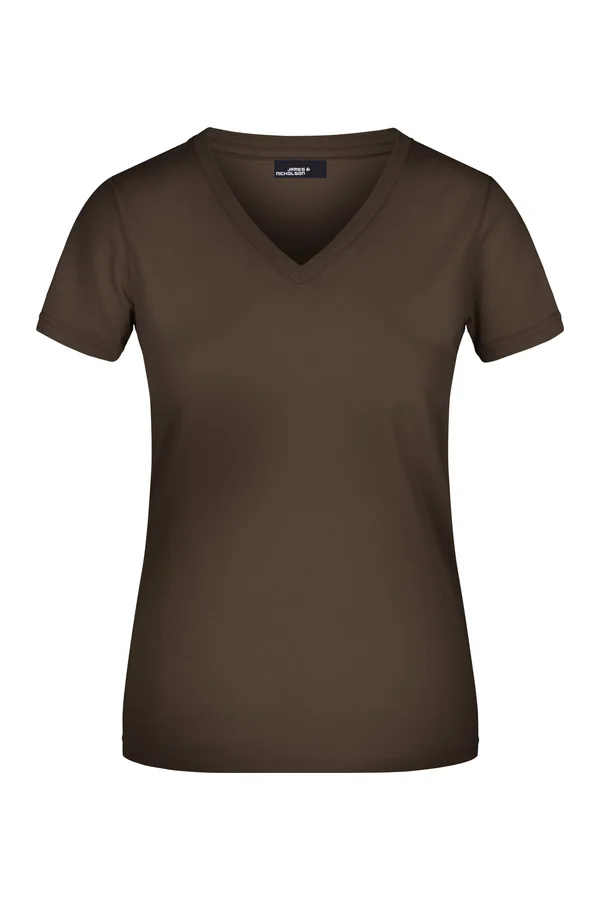Damen V-Ausschnitt T-Shirt Brown