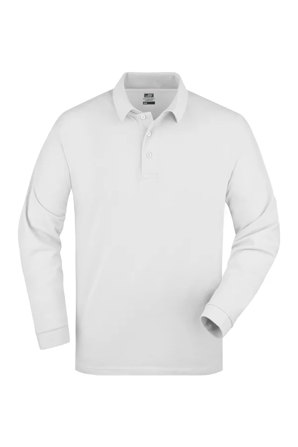 Polo-Piqué Long-Sleeved White