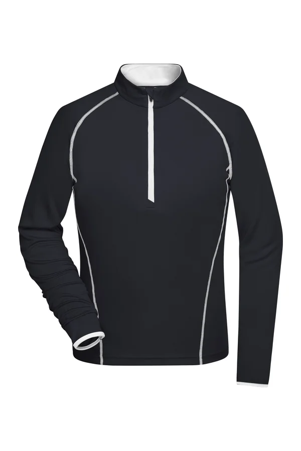 Ladies´ Sports Shirt Longsleeve Black / White