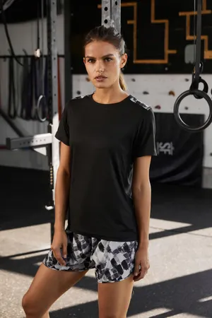 Damen Sport Shirt black/black printed