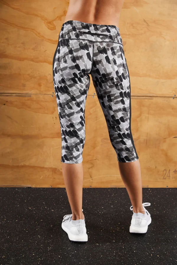 Damen Sportleggings 3/4 black printed/black