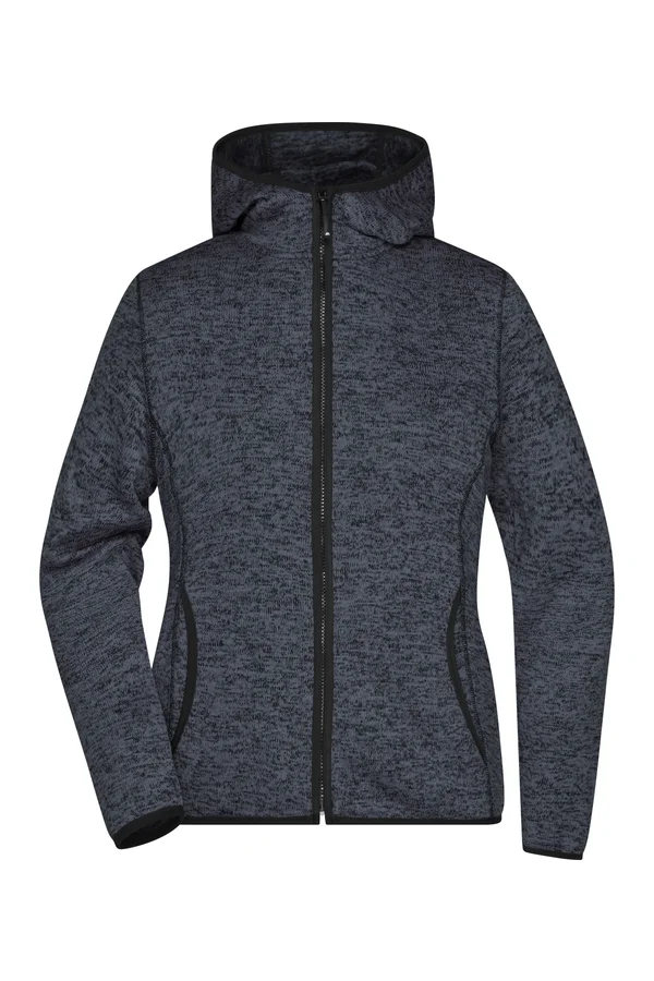 Ladies´ Knitted Fleece Hoody dark melange/black
