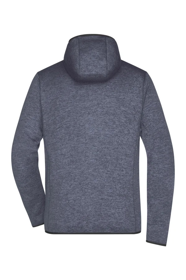 Men´s Knitted Fleece Hoody denim melange/black