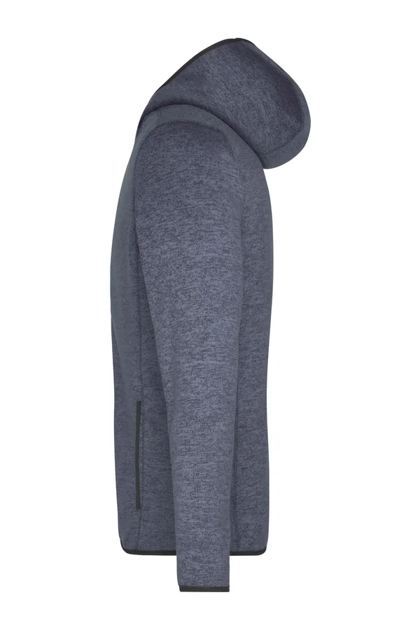 Men´s Knitted Fleece Hoody denim melange/black