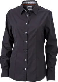 Popeline Bluse mit Karoeinsätzen