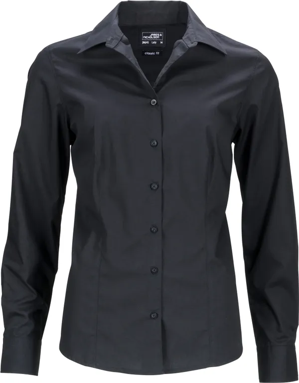 Popeline Business Bluse langarm