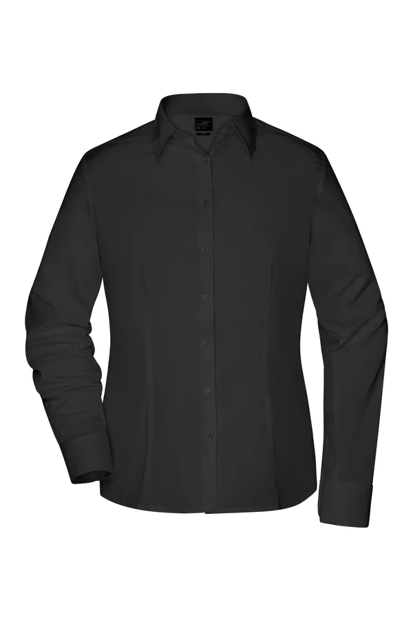 Popeline Slim Fit Bluse Black
