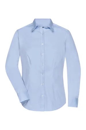 Herringbone Bluse langarm Light Blue
