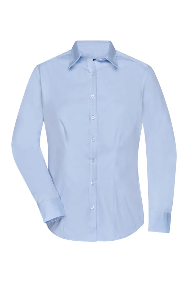 Herringbone Bluse langarm Light Blue