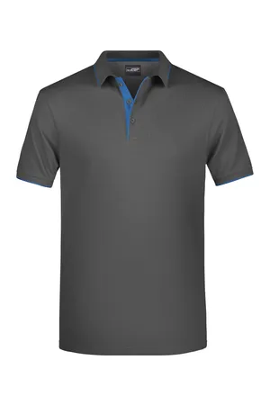 Men´s Polo Stripe graphite/aqua
