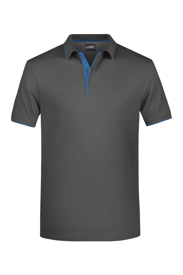 Men´s Polo Stripe graphite/aqua
