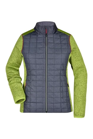 Ladies´ Knitted Hybrid Jacket kiwi melange/anthracite melange