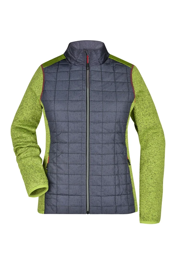 Ladies´ Knitted Hybrid Jacket kiwi melange/anthracite melange