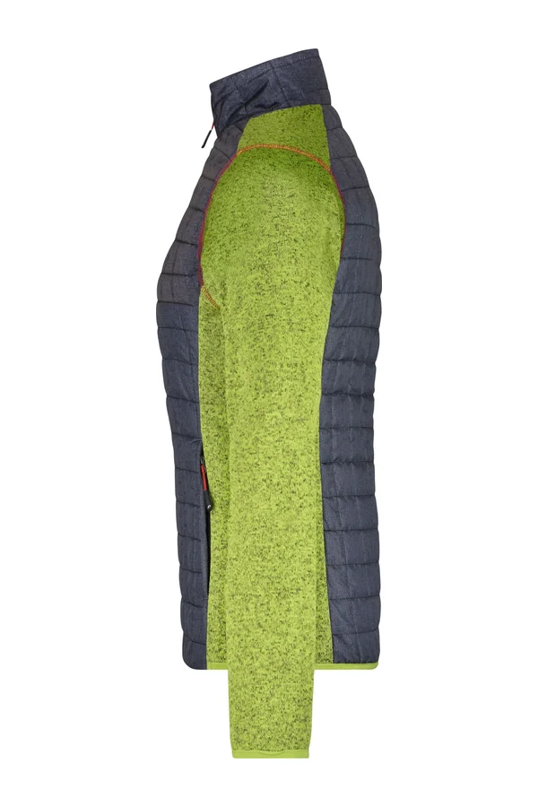 Ladies´ Knitted Hybrid Jacket kiwi melange/anthracite melange