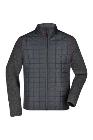 Men´s Knitted Hybrid Jacket grey melange/anthracite melange