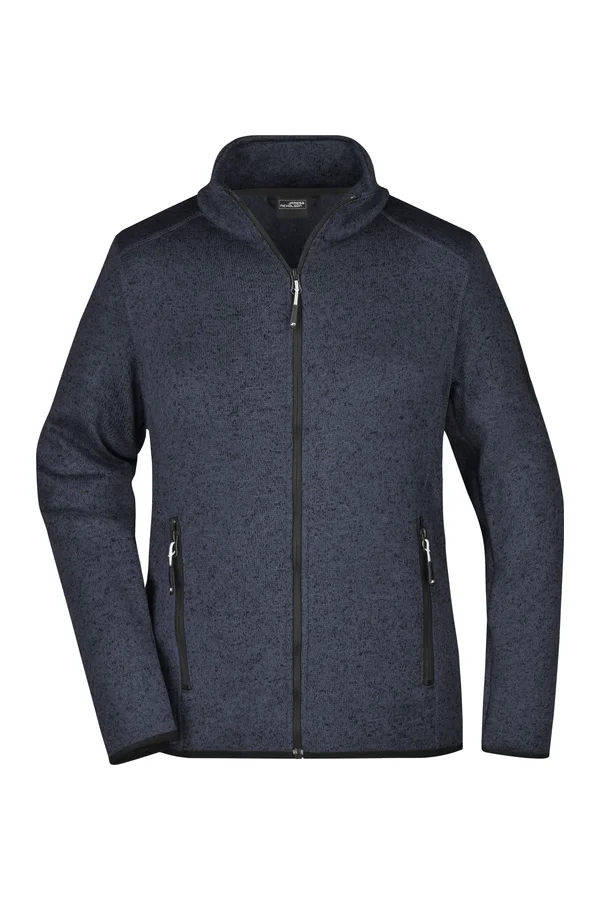 Ladies´ Knitted Fleece Jacket dark grey melange/silver