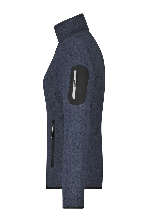 Ladies´ Knitted Fleece Jacket dark grey melange/silver