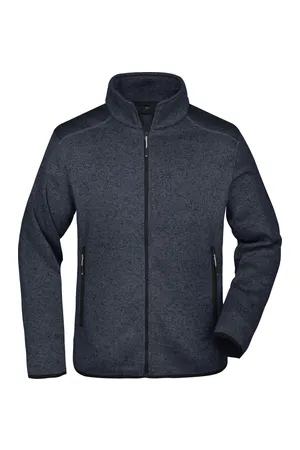 Men´s Knitted Fleece Jacket dark grey melange/silver
