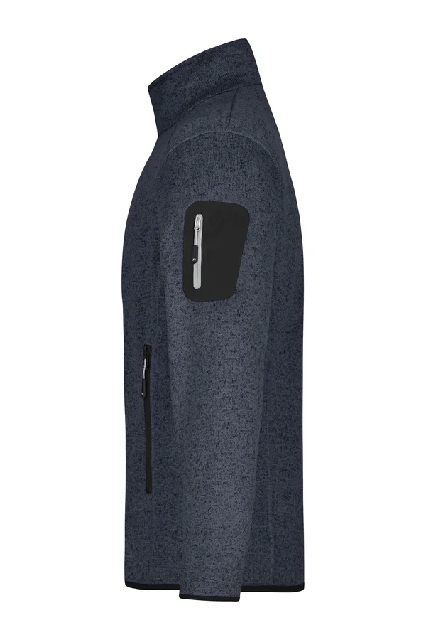 Men´s Knitted Fleece Jacket dark grey melange/silver